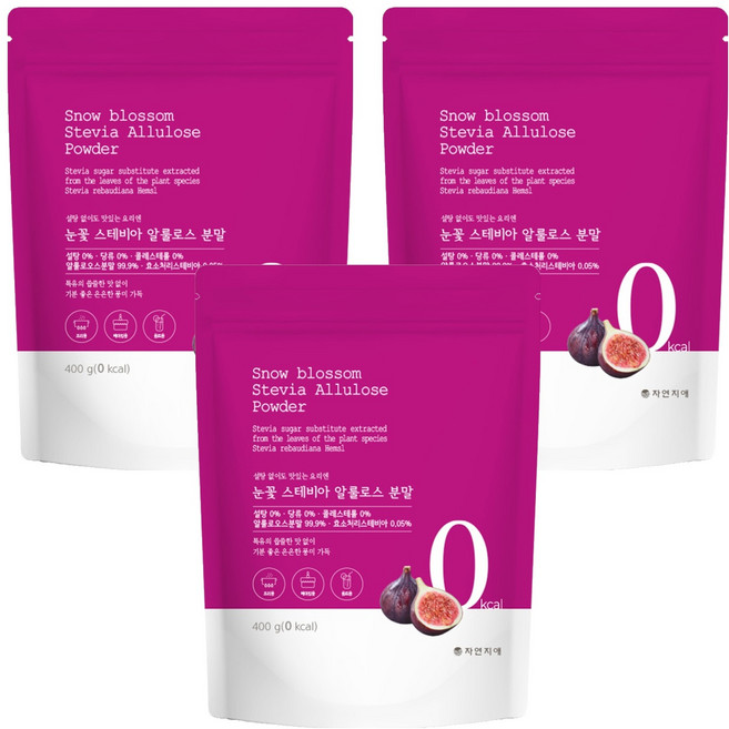 자연지애 눈꽃 스테비아 알룰로스 분말, 3개, 400g