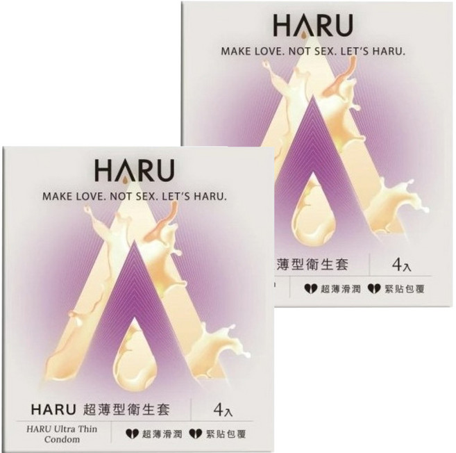 HARU 含春 Ultra Thin 極潤超薄柔型衛生套, 4個, 2盒
