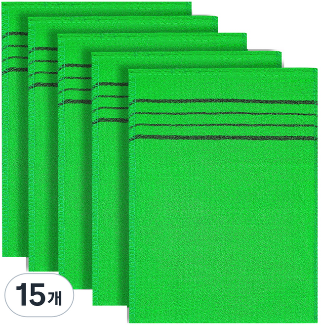 코지웰 때밀이 때 타올 목욕타월 WA5001, 그린, 1개입, 15개