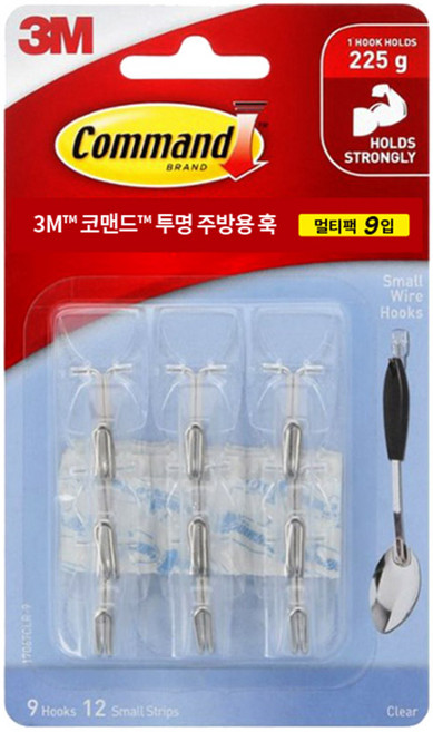 코맨드 투명 주방용 훅 9p, 1개