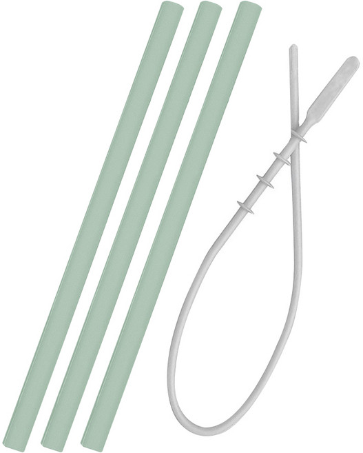 MiNiKOiOi 好好喝矽膠吸管組 抹茶綠, 3支, 1組