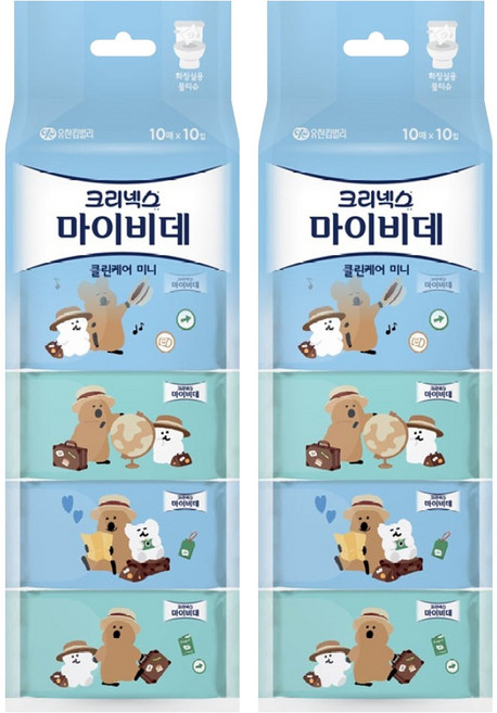 마이비데 클린케어 미니 화장실용 물티슈, 200g, 10매, 20개