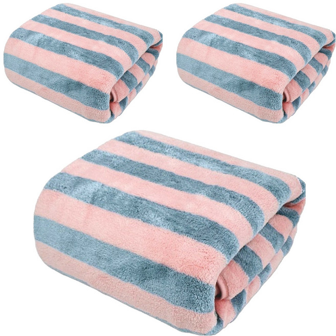 원이네 스트라이프 소프트 샤워타월 70 × 140cm, 블루핑크, 3개