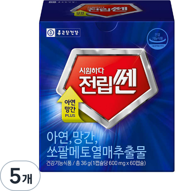 종근당건강 시원하다 전립쎈 쏘팔메토, 60정, 5개