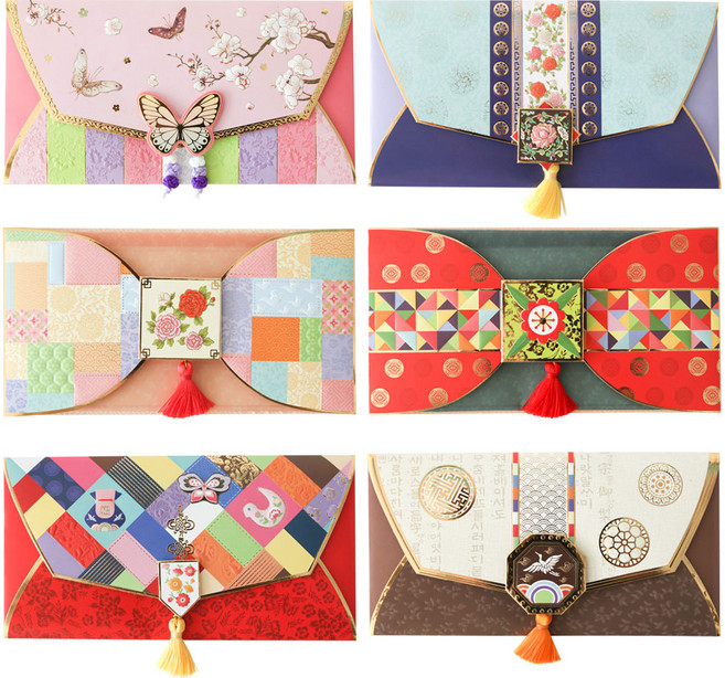 포포팬시 전통문양 용돈봉투, 혼합색상, 6개입