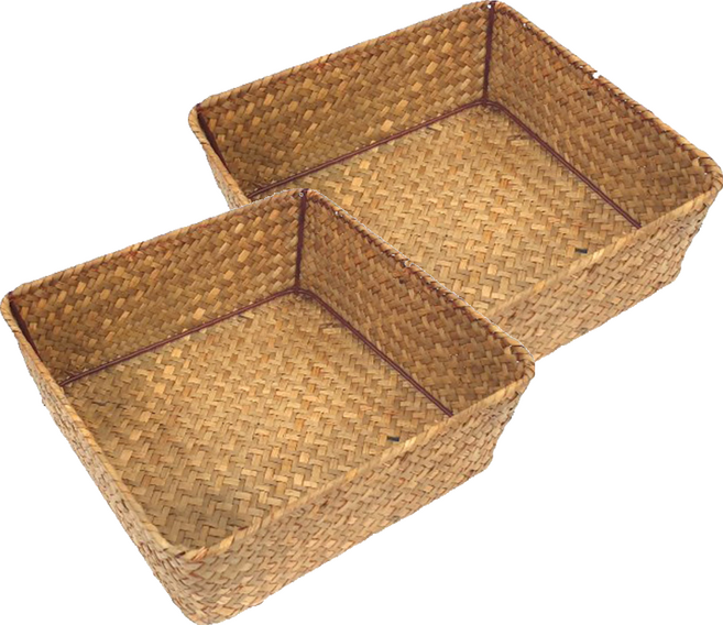 내일의공간 정사각 라탄바구니, 네츄럴, 2개