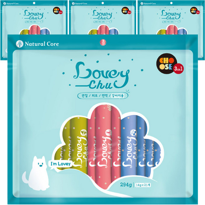 네츄럴코어 러비츄 강아지 간식 21p 멀티팩, 혼합맛, 294g, 4개