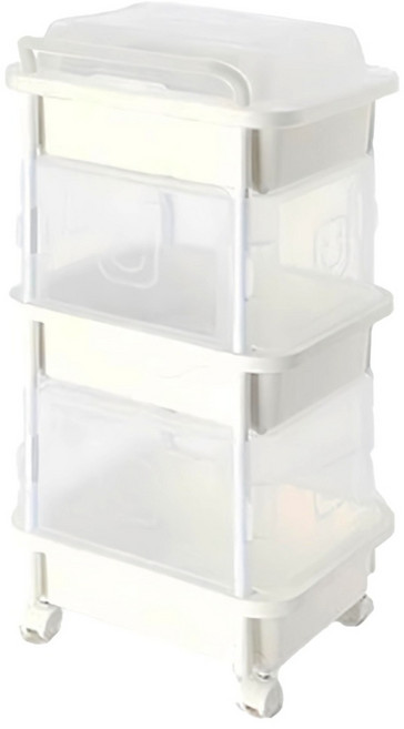 三層長方形尿布收納盒 A型, 白色, 1組