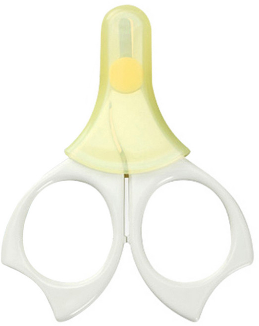 pigeon 貝親 剪刀 附蓋, 白色 + 黃色, 1支
