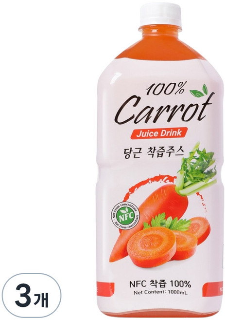 파모빗 당근 착즙 주스 100%, 3개, 1L