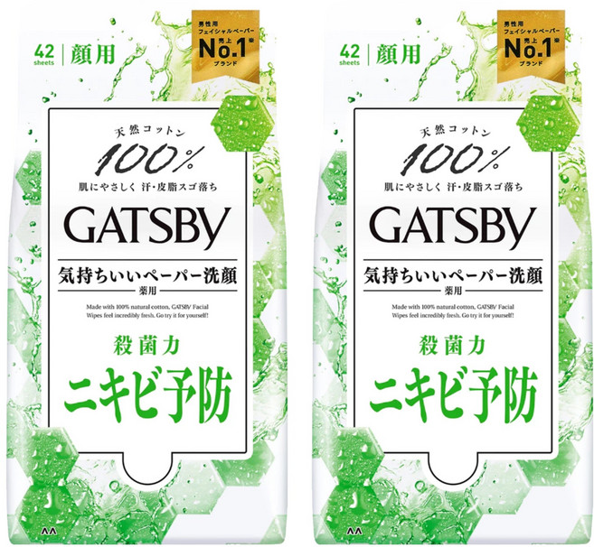 GATSBy 潔面濕紙巾 控油型, 2包