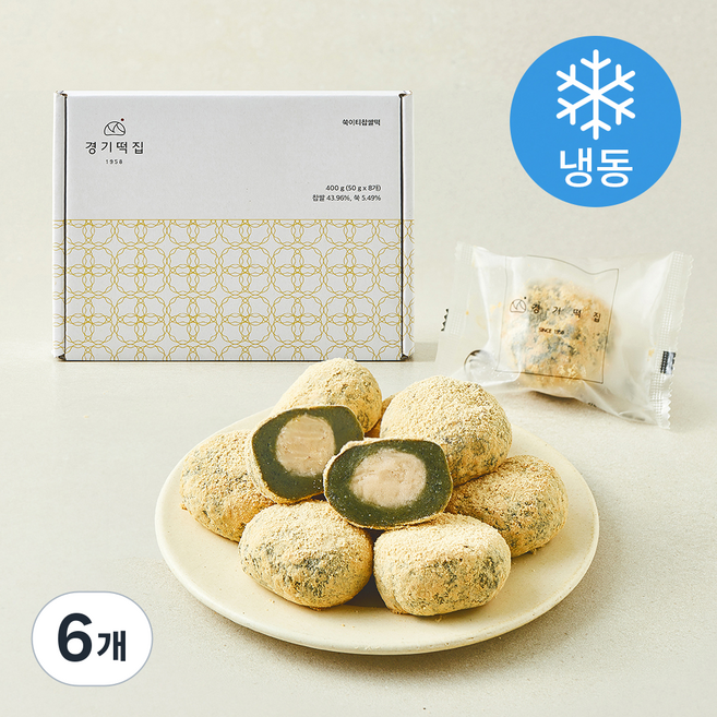 경기떡집 쑥이티 찹쌀떡 (냉동), 50g, 6개, 8개입