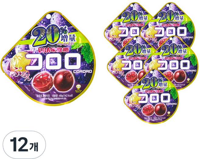 코로로 미카쿠도 포도맛 젤리, 48g, 12개