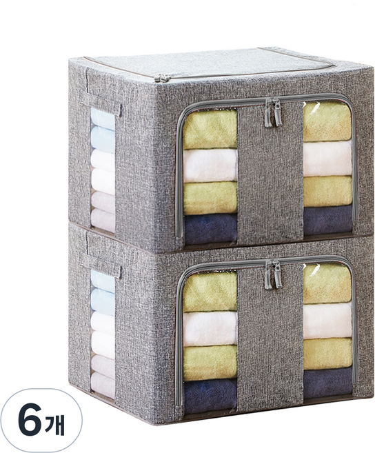 코멧 홈 대용량 프리미엄 와이어 리빙박스 66L, 그레이, 6개