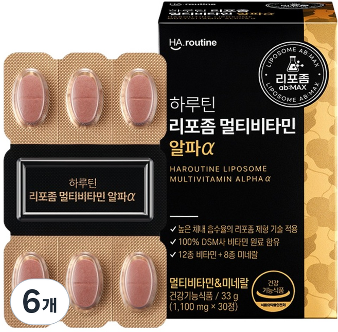 하루틴 멀티비타민 미네랄 알파a 33g, 30정, 6개