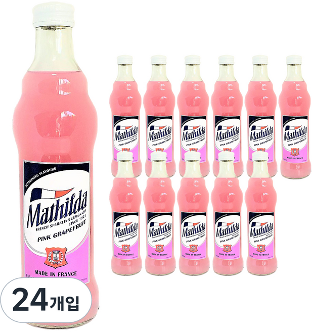 Mathilda 스파클링 핑크 그레이프플룻 에이드, 330ml, 24개