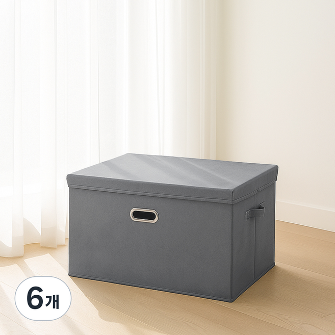 레토 접이식 패브릭 리빙 정리함 수납박스, 그레이, 6개