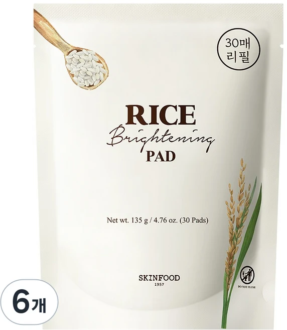 스킨푸드 라이스 브라이트닝 패드 리필 135g, 30매입, 6개 - 쿠팡