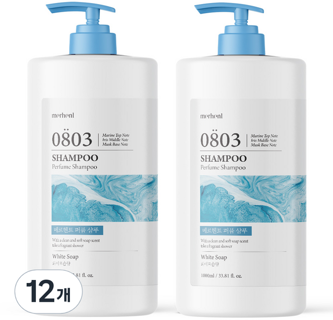 메르헨트 대용량 퍼퓸 샴푸 화이트솝, 12개, 1L