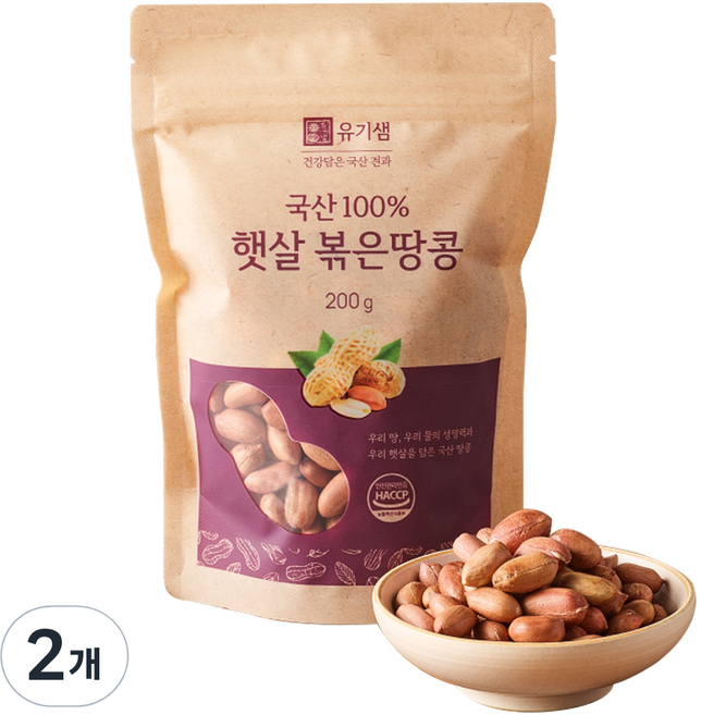유기샘 햇살 볶은땅콩, 200g, 2개