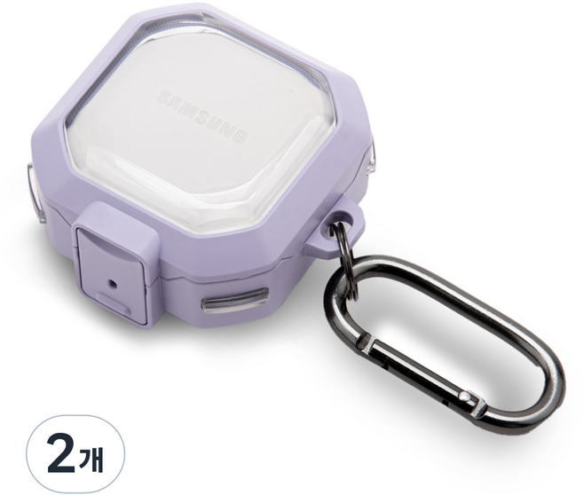 구스페리 범퍼 락 하드 케이스, 갤럭시 버즈2 프로 / 버즈2 / 버즈프로 / 버즈라이브 / 버즈FE, 클리어 라벤더, 2개