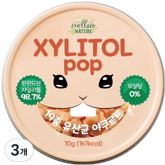 자일리톨팝 틴케이스 요구르트, 70g, 3개