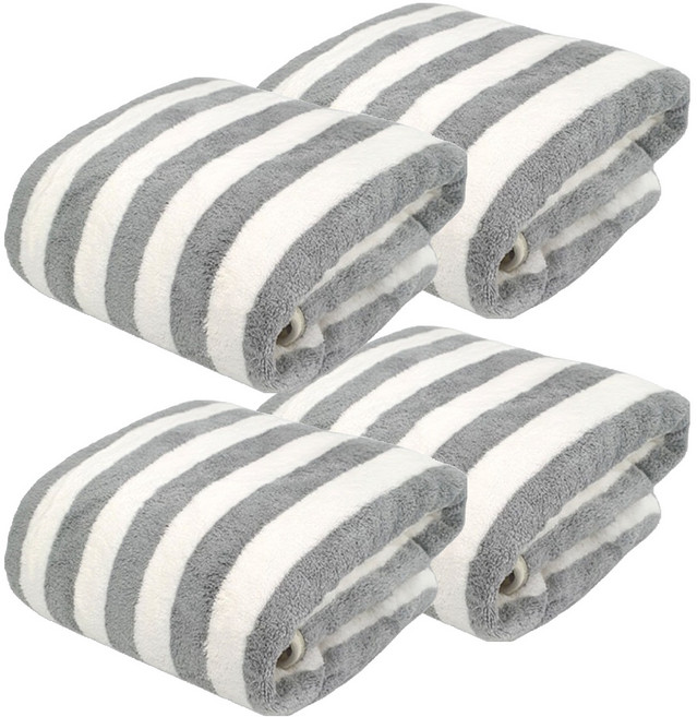 원이네 스트라이프 소프트 샤타월 70 × 140cm, 그레이, 4개