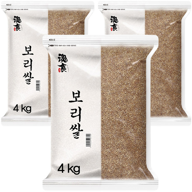 혼식 보리쌀, 4kg, 3개