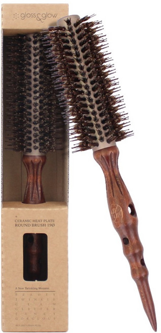 글로스앤글로우 국내생산 하이엔드 세라믹 열판 탄력볼륨 롤브러쉬 4호 19파이, 1개, 브라운