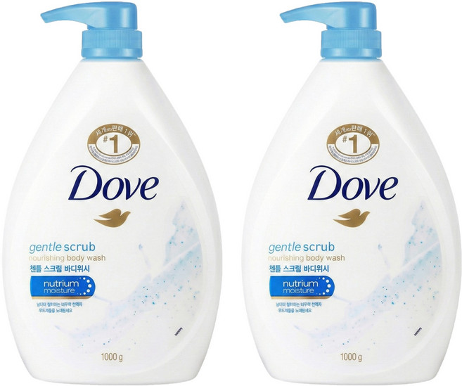 Dove 多芬 溫和去角質滋養柔膚沐浴露, 1L, 2瓶