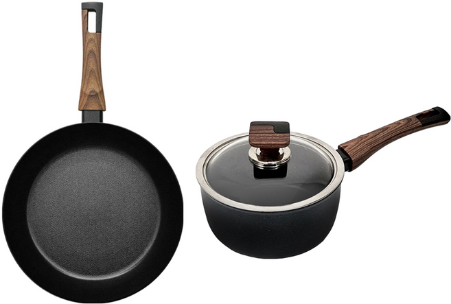 실바트 인덕션 까리노 IH 냄비프라이팬 세트, 블랙 + 브라운, 프라이팬 30cm + 편수냄비 18cm, 1개