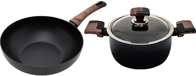 실바트 인덕션 까리노 IH 냄비프라이팬 세트, 블랙 + 브라운, 궁중팬 28cm + 양수냄비 24cm, 1개