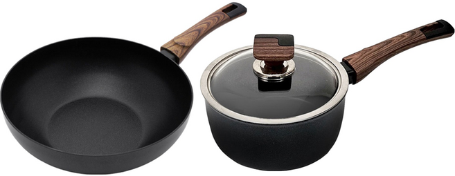 실바트 인덕션 까리노 IH 냄비프라이팬 세트, 블랙 + 브라운, 궁중팬 28cm + 편수냄비 18cm, 1개