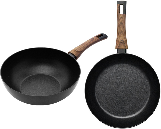 실바트 인덕션 까리노 IH 프라이팬 시리즈 2개, 블랙 + 브라운, 궁중팬 26cm + 프라이팬 28cm, 1세트