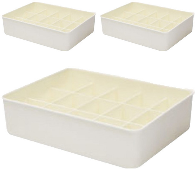 올리브엣 프리미엄 칸칸이 다용도 정리함 15칸, 화이트, 3개