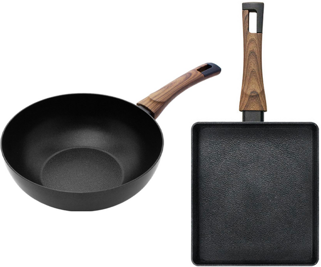 실바트 인덕션 까리노 IH 프라이팬 시리즈 2개, 블랙 + 브라운, 궁중팬 24cm + 계란말이팬 24cm, 1세트