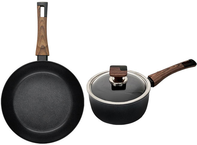 실바트 인덕션 까리노 IH 냄비프라이팬 세트, 블랙 + 브라운, 프라이팬 24cm + 편수냄비 18cm, 1개