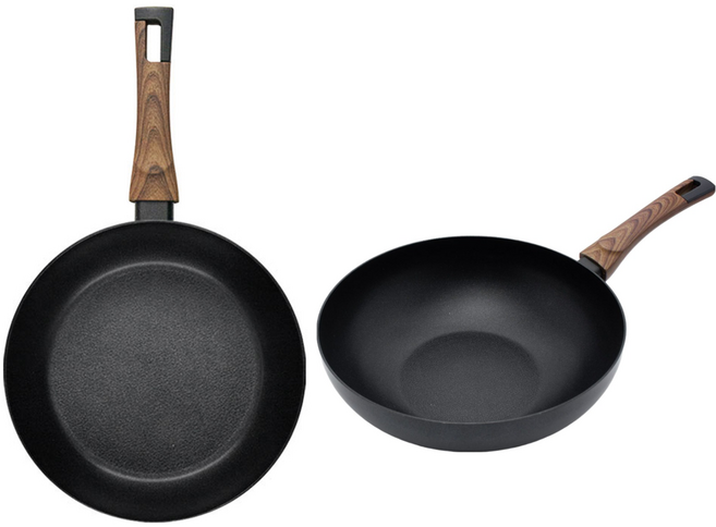 실바트 인덕션 까리노 IH 프라이팬 시리즈 2개, 블랙 + 브라운, 프라이팬 24cm + 궁중팬 30cm, 1세트