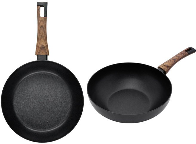 실바트 인덕션 까리노 IH 프라이팬 시리즈 2개, 블랙 + 브라운, 프라이팬 24cm + 궁중팬 28cm, 1세트