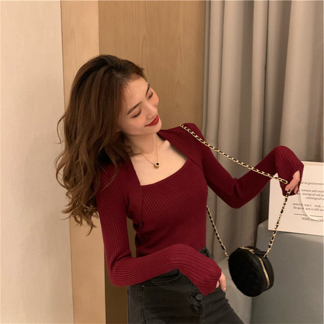 PEONIST 女款方領修身針織T恤
