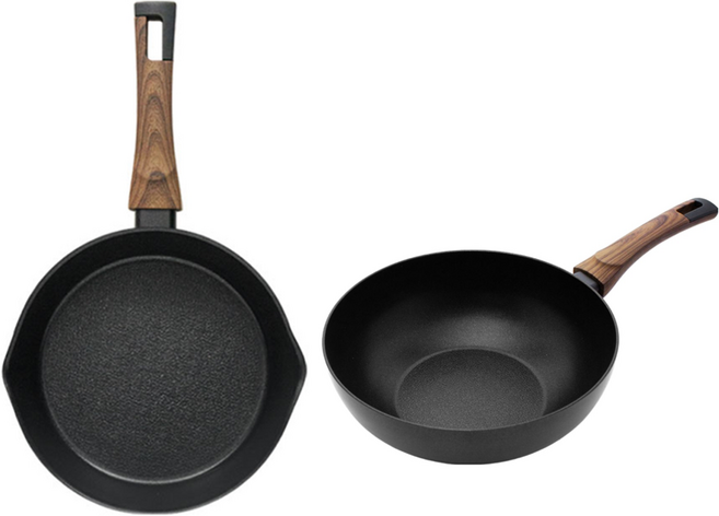 실바트 인덕션 까리노 IH 프라이팬 시리즈 2개, 블랙 + 브라운, 멀티플렉스팬 20cm + 궁중팬 26cm, 1세트