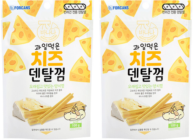 포켄스 강아지 과일먹은 치즈덴탈껌, 바나나, 100g, 2개