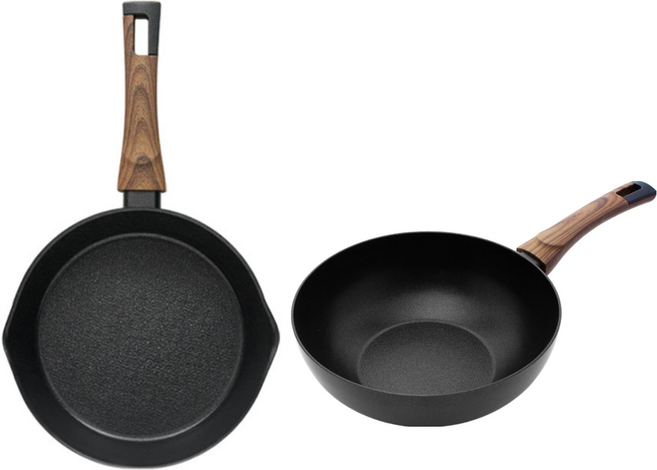 실바트 인덕션 까리노 IH 프라이팬 시리즈 2개, 블랙 + 브라운, 멀티플렉스팬 20cm + 궁중팬 24cm, 1세트