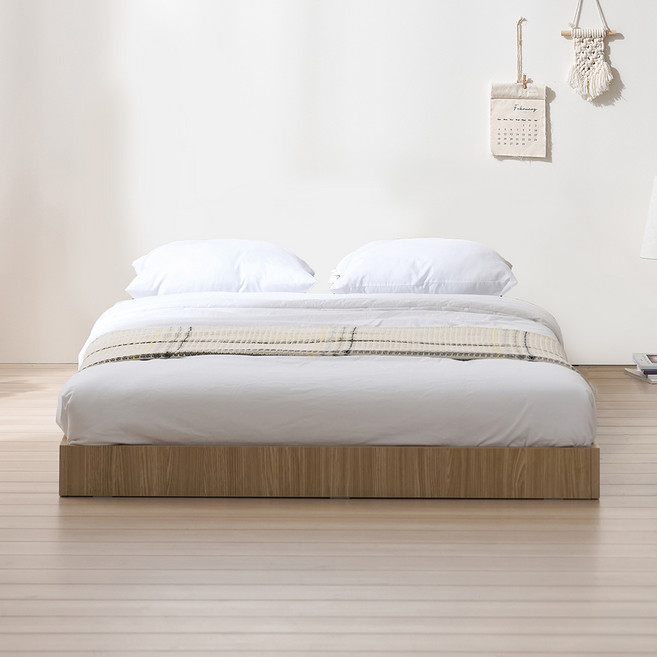 퍼니하우스 서울소호 홈즈 저상형 침대 프레임 + 파워 본넬 양면 매트리스 세트 방문설치, 우드(프레임), 화이트(매트리스)