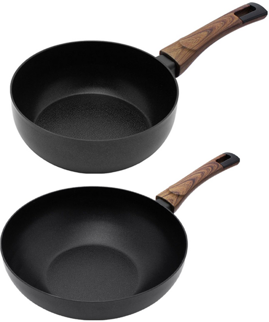 실바트 인덕션 까리노 IH 프라이팬 시리즈 2개, 블랙 + 브라운, 궁중팬 20cm + 궁중팬 28cm, 1세트