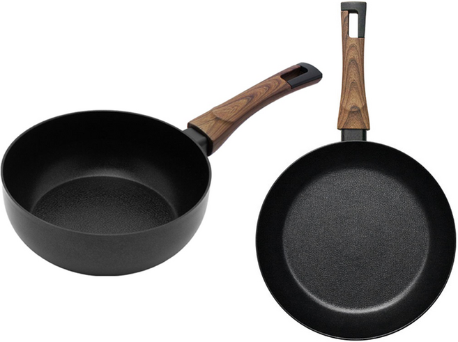 실바트 인덕션 까리노 IH 프라이팬 시리즈 2개, 블랙 + 브라운, 궁중팬 20cm + 프라이팬 28cm, 1세트