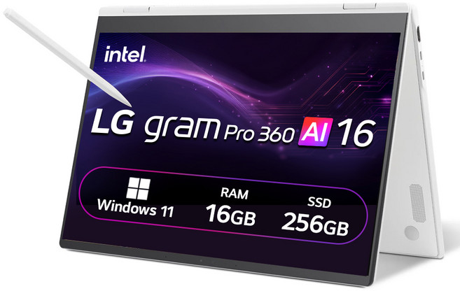 LG전자 2025 그램 Pro 360 AI 16 WQXGA 코어Ultra5 애로우레이크, 에센스화이트, 256GB, 16GB, WIN11 Home, 16T90TP-GA5CK