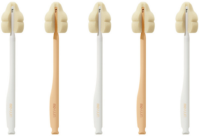 모윰 롱핸들 스펀지 젖병 젖꼭지솔 5p 세트, 1세트, 크림오렌지 + 크림화이트