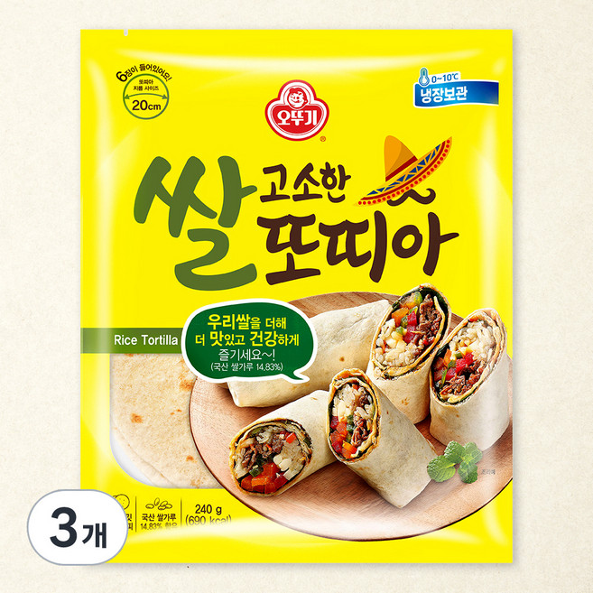 오뚜기 고소한 쌀 또띠아 지름 20cm, 40g, 6개입, 3개