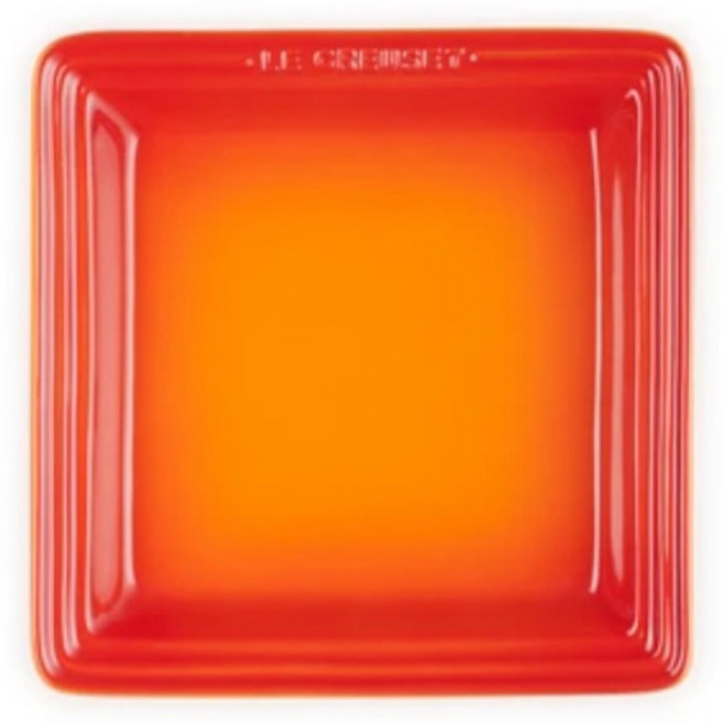 LE CREUSET 瓷器正方盤, 火焰橘, 1個